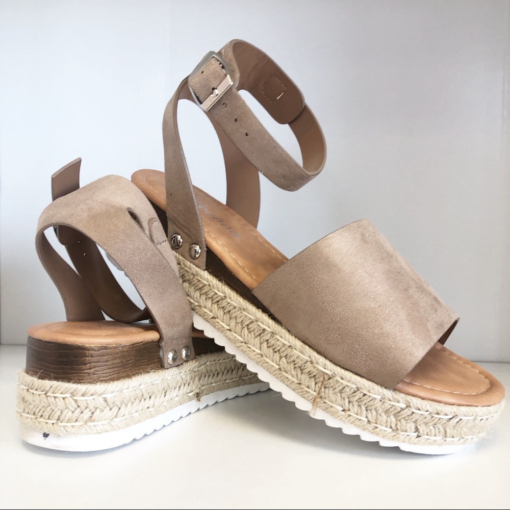 Taupe Wedge Sandals